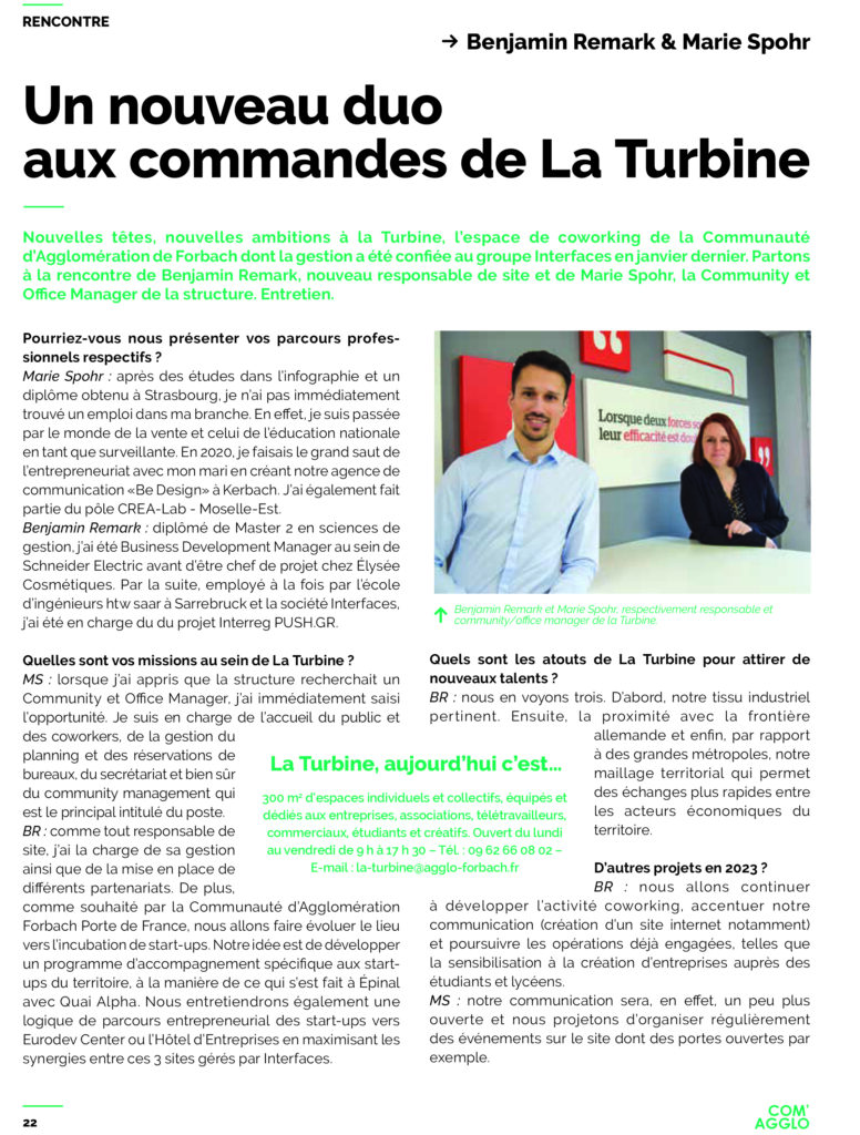 Nouveau Duo au commande de La Turbine à Forbach !