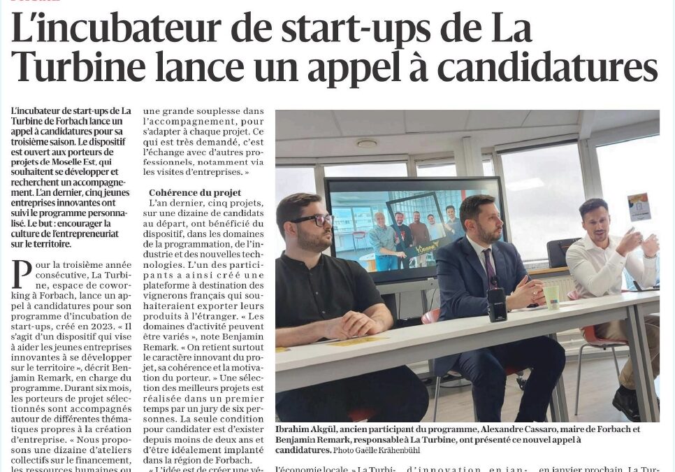 📢 3e appel à candidatures à La Turbine – Forbach !